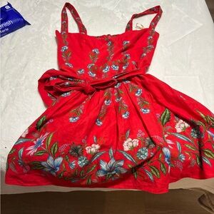 FARM Rio Red Floral Embroidered Dress